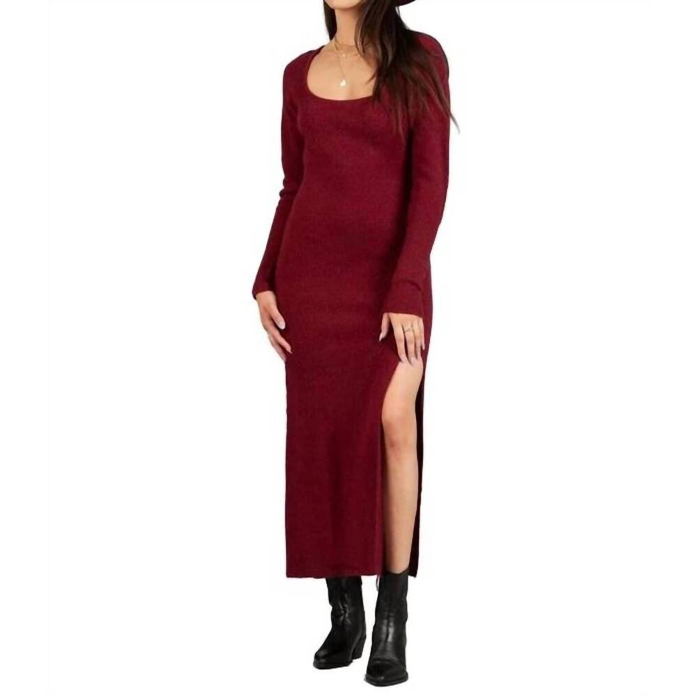 NEW LUCCA ivy long sleeve sweater dress in merlot